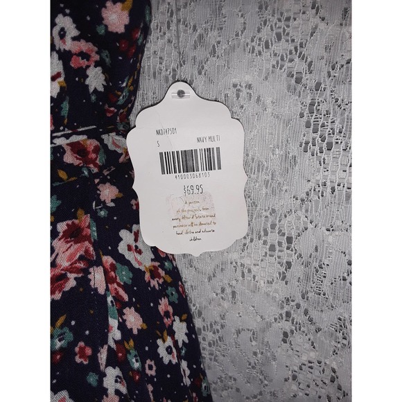 NWT Sz S Altar'd State Navy Blue Multicolor Paisley Print Wrap Dress - Picture 6 of 9